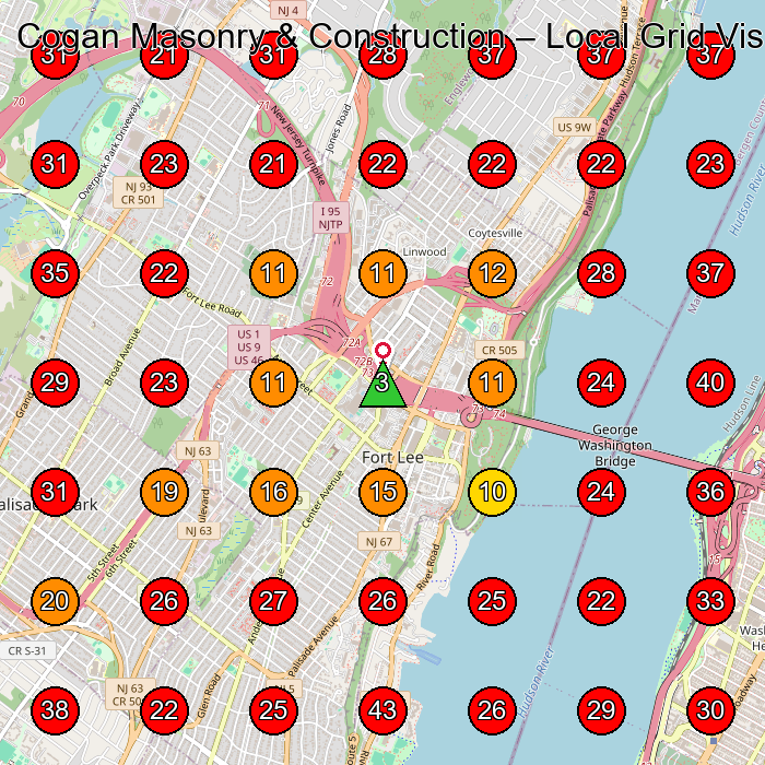 Cogan Masonry & Construction GeoGrid visibility map for Contractor in Cliffside Park